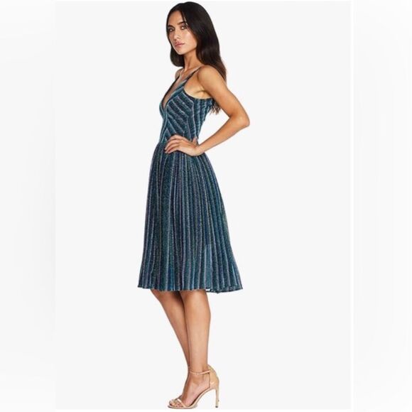 Dress The Population Women Metallic Striped Cocktail Dress  Sz. XS/2 NWT - Picture 1 of 14
